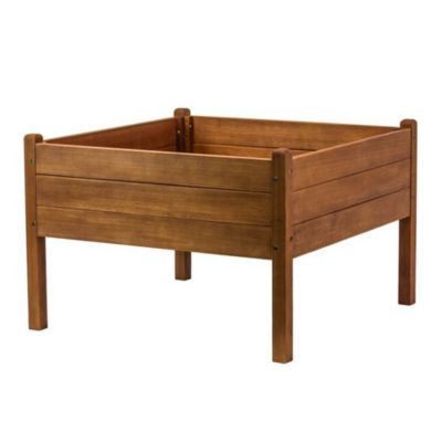 Good Ideas Garden Wizard Sturdy Design 3'x3' Eucalyptus Wood Outdoor Raised Garden Bed - Red