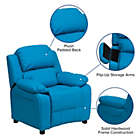 Alternate image 2 for Flash Furniture Deluxe Padded Contemporary Turquoise Vinyl Kids Recliner with Storage Arms