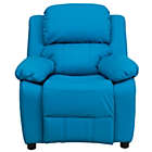 Alternate image 3 for Flash Furniture Deluxe Padded Contemporary Turquoise Vinyl Kids Recliner with Storage Arms