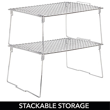mDesign Metal Stackable Closet Storage Organizer Shelf, 4 Pack. View a larger version of this product image.