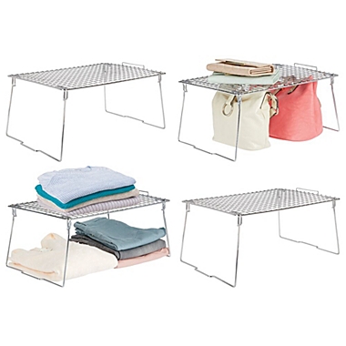 mDesign Metal Stackable Closet Storage Organizer Shelf, 4 Pack. View a larger version of this product image.