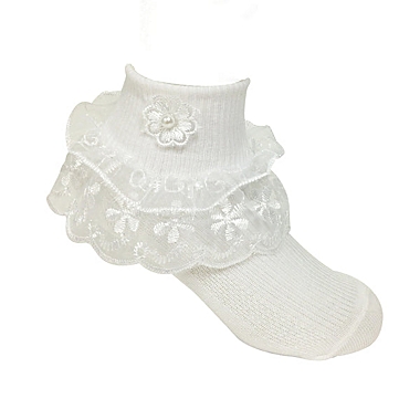 Wrapables Lil Miss Daisy Double Layer Lace Ruffle Socks (Size 1-3), Set of 2 / Size 1-3. View a larger version of this product image.