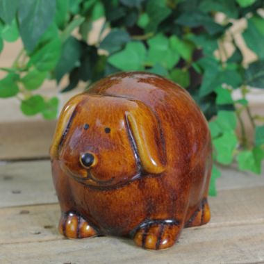 Roman 3.5" Pudgy Pals Floppy Eared Dark Brown Porcelain Doggy Table Top and Garden Figure. View a larger version of this product image.