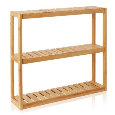 Casafield Bamboo 3-Tier Wall Mount Storage Shelf, Adjustable Shelving Unit Organizer for Bathroom, Kitchen, Living Room. View a larger version of this product image.