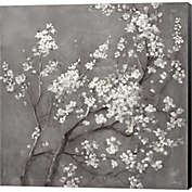 Metaverse Art White Cherry Blossoms I on Grey Crop by Danhui Nai 12-Inch x 12-Inch Canvas Wall Art