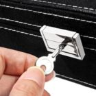 Alternate image 1 for Juvale Two Layer Black Jewelry Box Organizer with Lock and Key, Display Case with Removable Tray (10.5 x 10.5 inch)