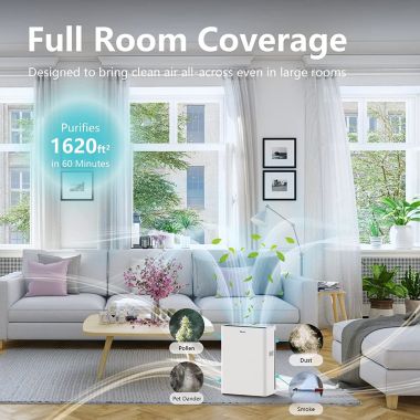 Inq Boutique Home Air Purifier for Large Room True HEPA Air Filter Cleaner with Sleep Mode 5 Timer 3 Speed Adjustable, Activated Carbon, Great Smart Silent Air Cleaner for Pollen, Smoke,Dust,Pet Dander. View a larger version of this product image.