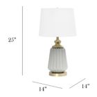 Alternate image 2 for Elegant Designs 25" Traditional Farmhouse Pleated Ceramic Endtable Bedside Table Desk Lamp With Metal Accents And White Fabric Shade, Gray