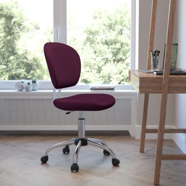 Flash Furniture Beverly Mid-Back Burgundy Mesh Padded Swivel Task Office Chair with Chrome Base. View a larger version of this product image.