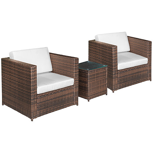 Outsunny 3 Pcs Pe Rattan Wicker Garden Furniture Patio Bistro Set Weave Conservatory Sofa Table And Chairs Mixed Grey Bed Bath Beyond - Evre Outdoor Rattan Garden Love Bed Furniture Set Patio Conservatory