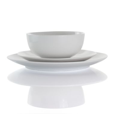 Elama Owen 18 Piece Porcelain Dinnerware Set with 2 Large Serving Bowls in White. View a larger version of this product image.