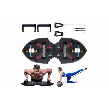 Link 12 in 1 Push Up Rack Board System Fitness Workout Train Gym Exercise with Resistance Bands - Perfect For Home Gym & Travelling. View a larger version of this product image.