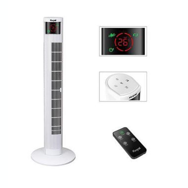 Everglade Home 36in. Oscillating Quiet Tower Fan with 4 Speed Levels and 2 Modes, LED Display & Touch Panel in Black. View a larger version of this product image.
