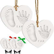 KeaBabies 2pk Baby Handprint Footprint Ornament Keepsake Kit, Personalized All-in-1 Baby Ornaments for Newborns and Infants (Multi-Colored)