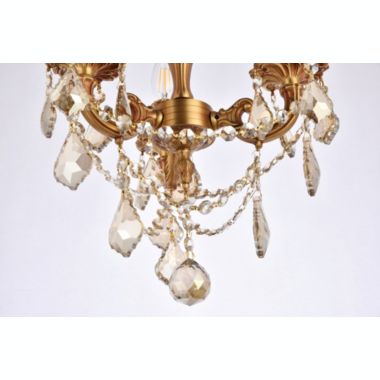 Elegant Lighting Rosalia 3 light French Gold Flush Mount Golden Teak (Smoky) Royal Cut Crystal. View a larger version of this product image.