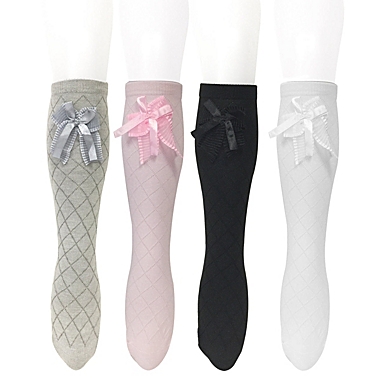 Wrapables Knee High Diamond Pattern Girl Socks (Set of 4). View a larger version of this product image.