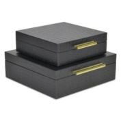 Cheungs Home Decorative Lusan Black Faux Snakeskin Square Decorative Box Set