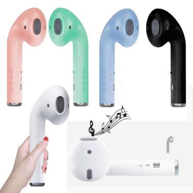 Link Giant Wireless EarPod Shaped Bluetooth Speaker with FM Radio AUX and Microphone - Blue. View a larger version of this product image.