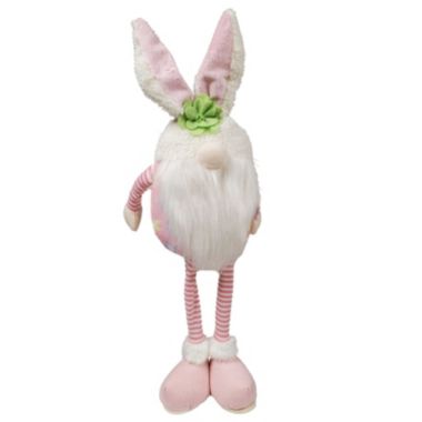 Pink Floral Standing Easter Bunny Gnome Plush Figurine Rabbit 17 Inch New. View a larger version of this product image.