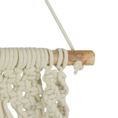 Things2Die4 Boho Style Hand Tied Macrame Wall Hanging With Wooden Shelf. View a larger version of this product image.