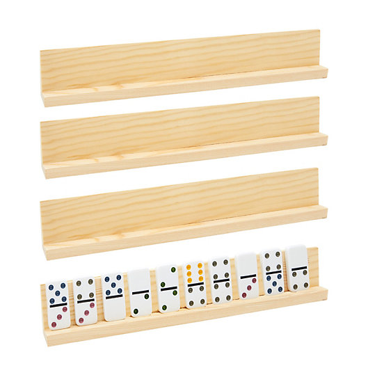 Domino Holders Domino Tiles 13.4 x 2 x 1.2 Inches Chicken Foot Games Kids Seniors Adults Professional Players 4-Pack Wood Domino Racks Juvale Domino Trays Mahjong Mexican Train