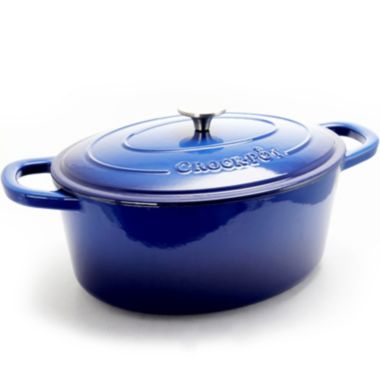 Crock Pot Artisan 7 Quart Enameled Cast Iron Oval Dutch Oven in Sapphire Blue. View a larger version of this product image.