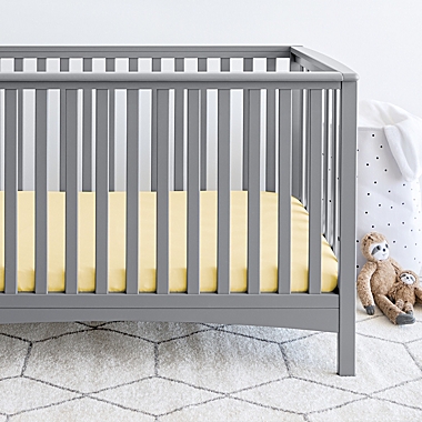 Bare Home Crib Microfiber Fitted Bottom Sheets (Crib - 2 Pack, Morning Sun/Cloud Grey). View a larger version of this product image.
