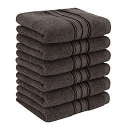 PiccoCasa Basics Home Hand Towels for Bathroom 13 x 29 Inches 100% Cotton (6 Pack), Soft & Highly Absorbent Oversized Cotton Guest Towels for Hotel Spa, Face Towels Washcloth Coffee Color