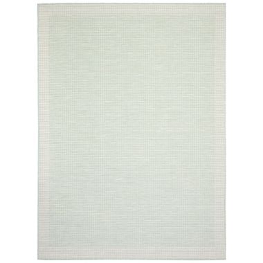 Chaudhary Living 6.5' x 9.5' Mint Green and Off White Bordered Solid Rectangular Area Throw Rug. View a larger version of this product image.