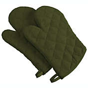 Contemporary Home Living Set of 2 Sage Green Decorative Quilted Diamond Patterned Oven Mitts 13"