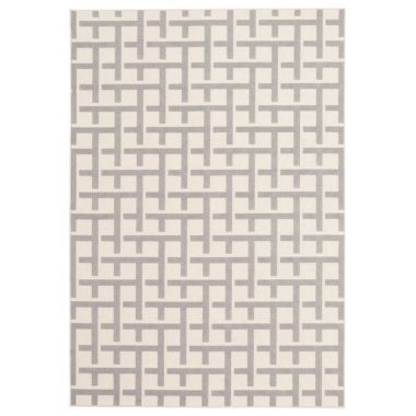 Chaudhary Living 4' x 5.5' Gray and Cream Checkered Rectangular Outdoor Area Throw Rug. View a larger version of this product image.