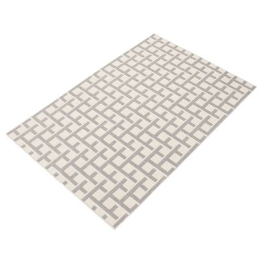 Chaudhary Living 4' x 5.5' Gray and Cream Checkered Rectangular Outdoor Area Throw Rug. View a larger version of this product image.