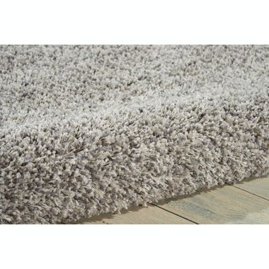 Nourison Amore Light Grey Shag Area Rug AMOR1 7'10" x 10'10". View a larger version of this product image.
