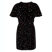 Calvin Klein Big Girls Velour Flutter-Sleeve Dress Black Size 12-14