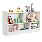 Costway-CA Kids 2-Shelf Bookcase 5-Cube Wood Toy Storage Cabinet Organizer-White