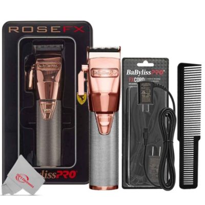 BaByliss PRO FX870RG Cordless Clipper Lithium-Ion Adjustable Rose Gold with Replacement Power Cord and Comb