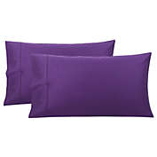PiccoCasa Pillowcases Set of 2, Super Soft Cotton Soild Bed Pillow Covers with Envelope Closure, Hotel Bedroom Pillow Sham King 20"x36", Grape