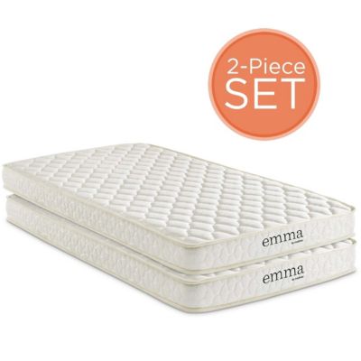 Modway Mila 6" Twin Mattress Foam Set of 2 with Quilted Polyester Cover