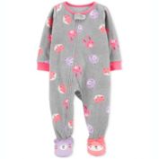 Carter&#39;s Girl&#39;s Animal Fleece Footie Gray Size 12MOS