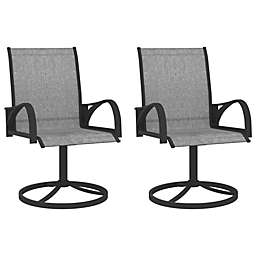 vidaXL Patio Swivel Chairs 2 pcs Textilene and Steel Gray