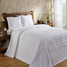 Better Trends Trevor Collection 100% Cotton Tufted 2 Piece Twin Bedspread and Sham Set - White