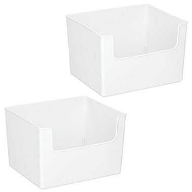 mDesign Kitchen Plastic Storage Organizer Bin with Open Front - 2 Pack - White. View a larger version of this product image.
