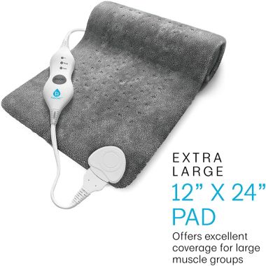 Pursonic Extra Large Electric Heating Pad for Back Pain and Cramps Relief 12x24-2 Hours Auto Shut-Off ,Moist Heat Therapy Option (Grey). View a larger version of this product image.