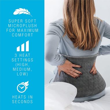 Pursonic Extra Large Electric Heating Pad for Back Pain and Cramps Relief 12x24-2 Hours Auto Shut-Off ,Moist Heat Therapy Option (Grey). View a larger version of this product image.