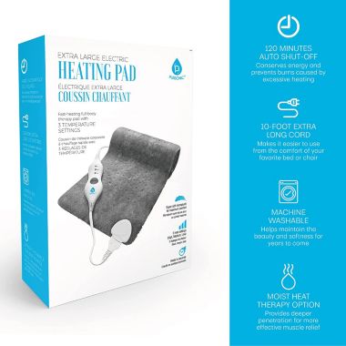 Pursonic Extra Large Electric Heating Pad for Back Pain and Cramps Relief 12x24-2 Hours Auto Shut-Off ,Moist Heat Therapy Option (Grey). View a larger version of this product image.