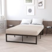 Flash Furniture Louis 14 Inch Metal Platform Bed Frame with 12 Inch Pocket Spring Mattress in a Box (No Box Spring Required) - Twin