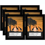 Americanflat 6 Piece 5x7 Gallery Wall Picture Frame Set in Black - Composite Wood with Polished Plexiglass - Horizontal and Vertical Formats for Wall and Tabletop