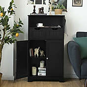 Slickblue Bathroom Wooden Side Cabinet  with 2 Drawers and 2 Doors-Black