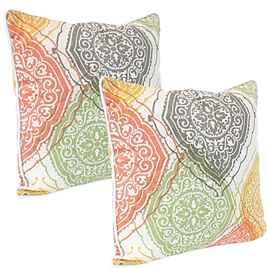 Sunnydaze Indoor/Outdoor Polyester Decorative Square Throw Pillows - 16" - Muted Damask Mandalas - 2pk. View a larger version of this product image.