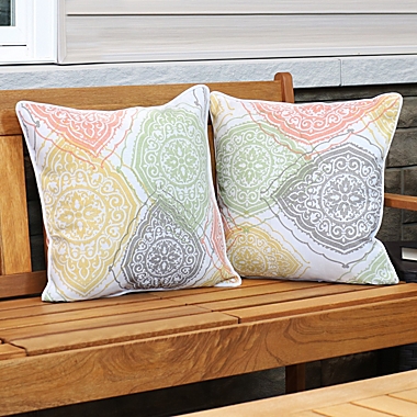 Sunnydaze Indoor/Outdoor Polyester Decorative Square Throw Pillows - 16" - Muted Damask Mandalas - 2pk. View a larger version of this product image.
